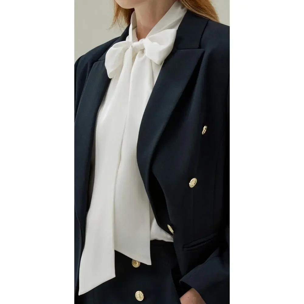 LilySilk M Women Bow-tie Neck Silk Blouse